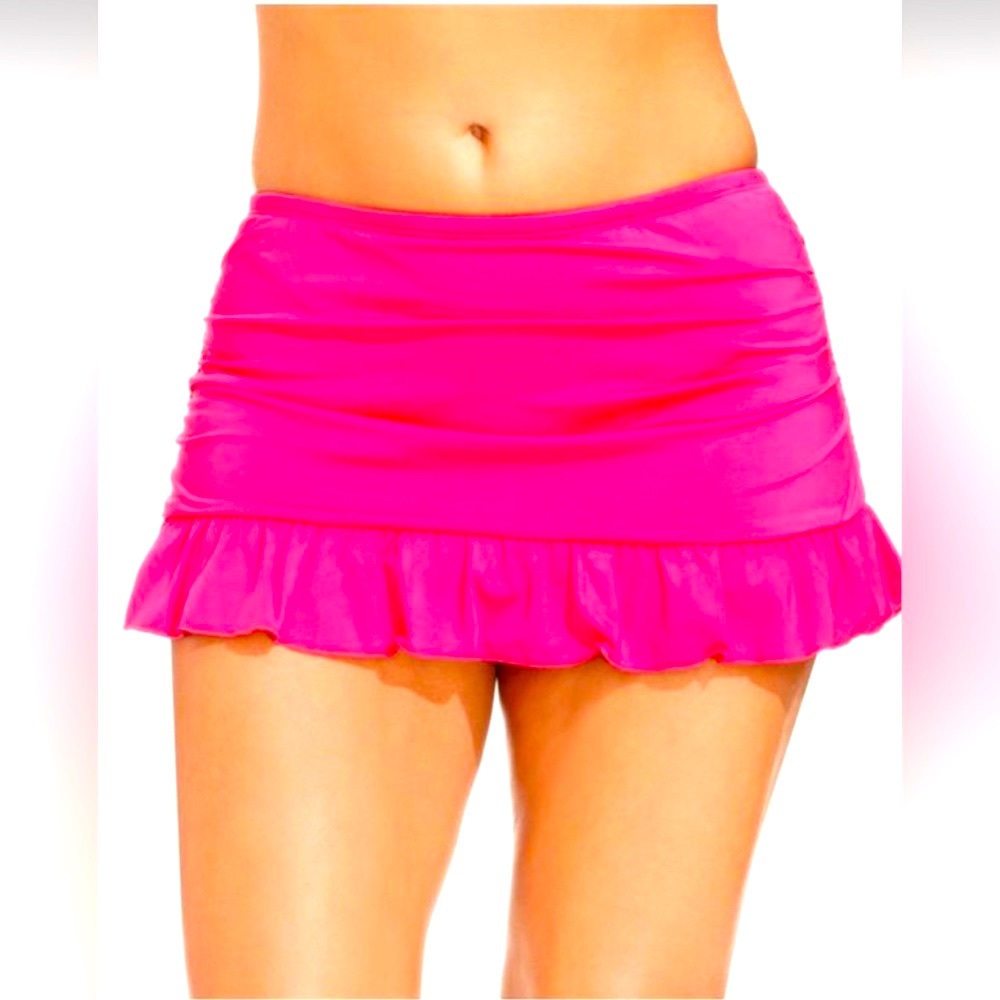 Pink Kenneth Cole Bikini W/ Ruffle‎ Trim Skirted Bottom only
